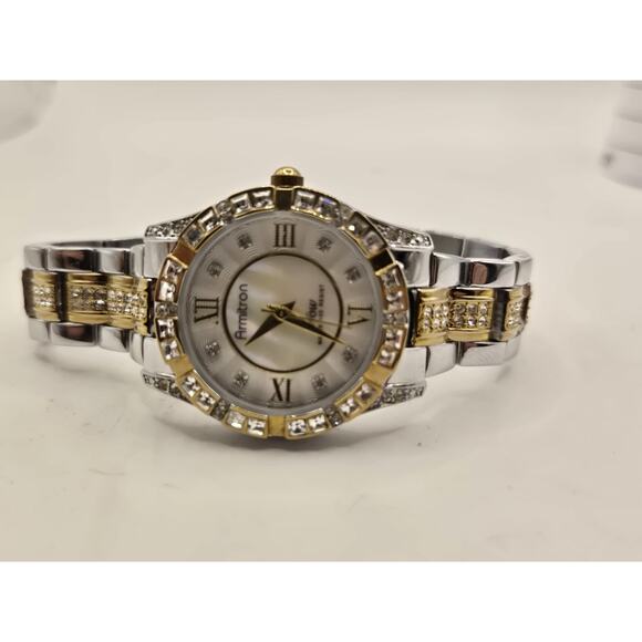 Armitron Womens Mother of Pearl and Gold-Tone Genuine Crystal Dress Watch - Picture 3 of 8